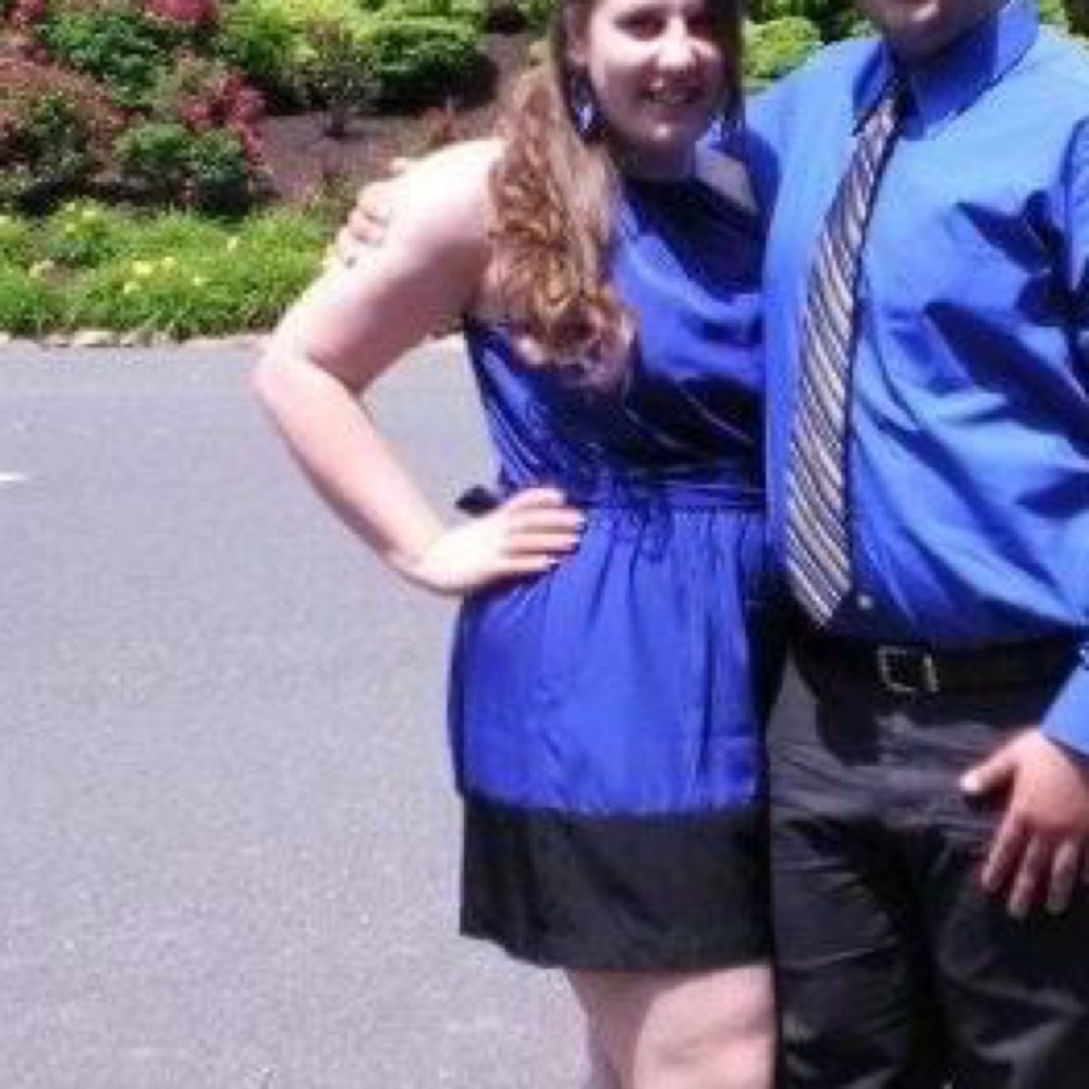 Express Silk Blue and Black Dress